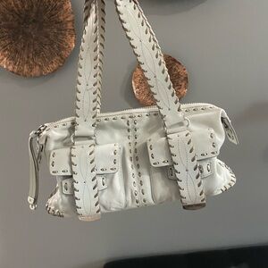 Michael Kors Cream Shoulder Bag with Braided Accents
